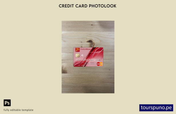listo para imprimir Plantilla frontal de aspecto fotográfico de Mastercard de Ba